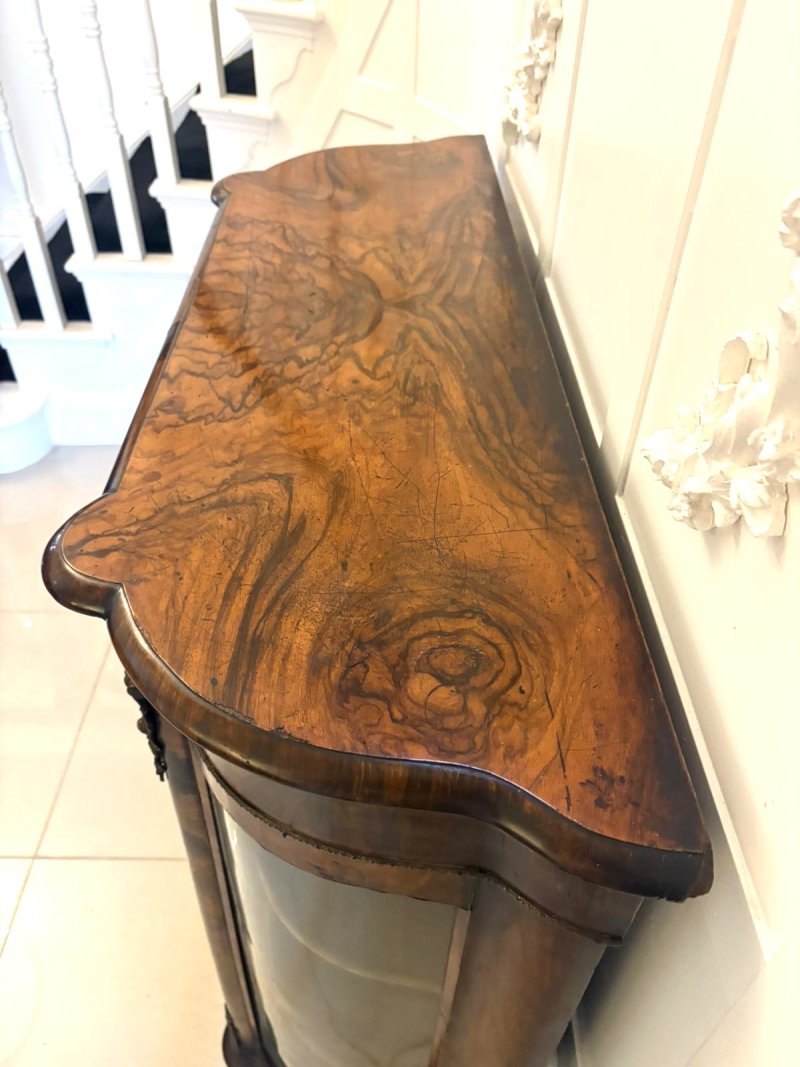 Antique Victorian Quality Burr Walnut Satinwood Inlaid Credenza/Side Cabinet